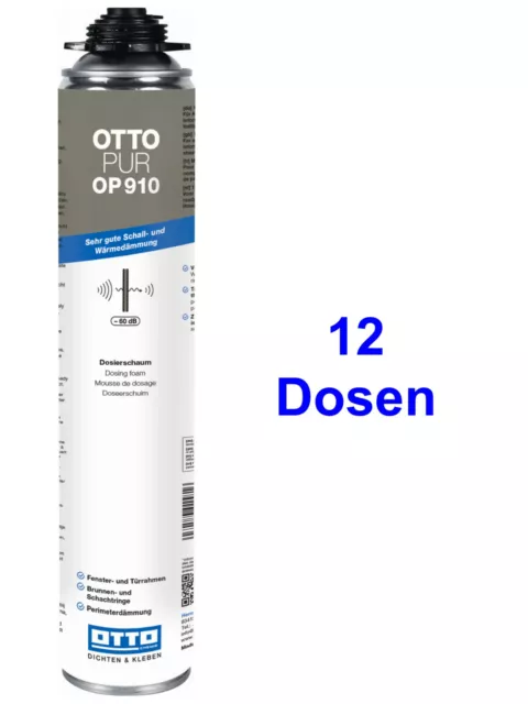 Ottopur OP910 12 x 750 ML Aérosol Mousse de Construction Pistolet Fenêtre 60 DB