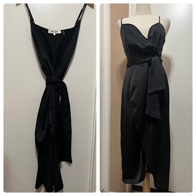 Diane von Furstenberg Avila Ivory wrap Midi dress Black cocktail DVF Size 4