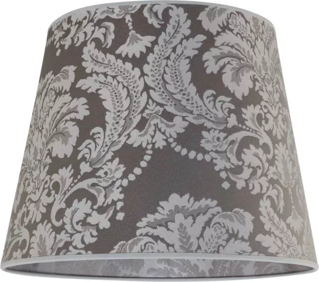 Élégant Abat-Jour Argent Tissu Baroque Design Ø38cm pour E27 Lampe Suspendue