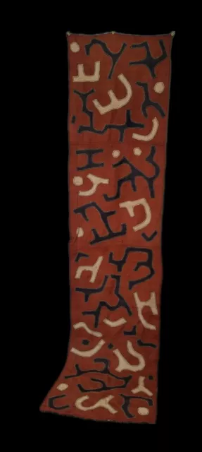 Old  beautiful Kuba Raffia fabric African Tribal Art long  panel item573