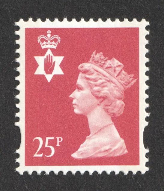 SG NI72. 25p Red N. Ireland UM Machin Regional Definitive. 2 Bands p15x14 Litho