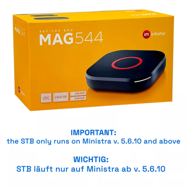 TV MAG 544 SET TOP BOX Receiver  4K HD HEVC H.265 Infomir Multimedia Player UHD 3