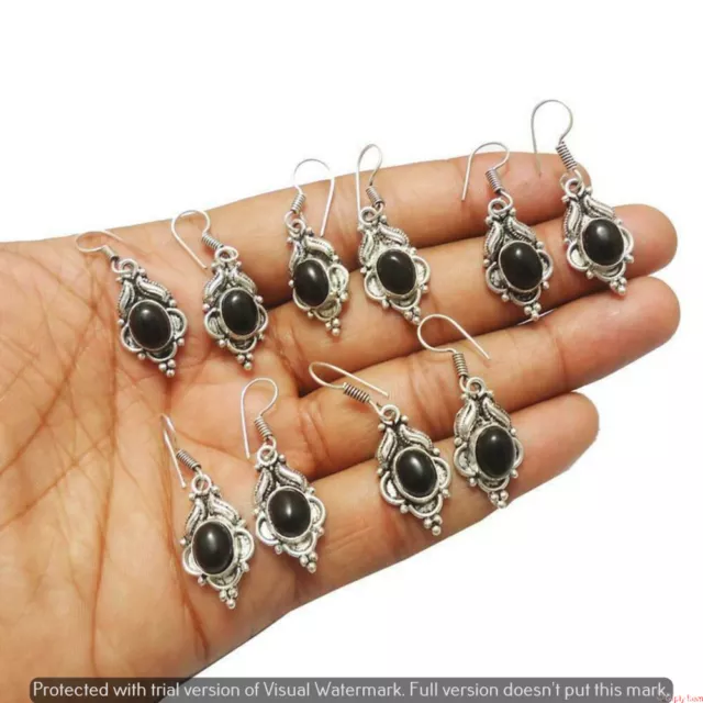 Black Onyx 5 Pair Wholesale Lot 925 Sterling Silver Earring NLE-326