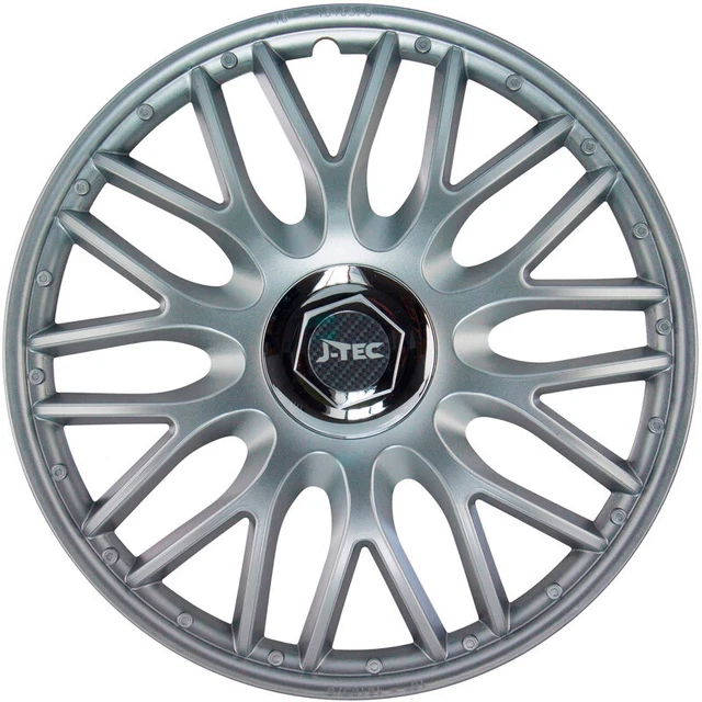 Radkappen Radzierblenden Blenden J-Tec Orden R 16-Zoll Silber + Chrom Ringe Satz