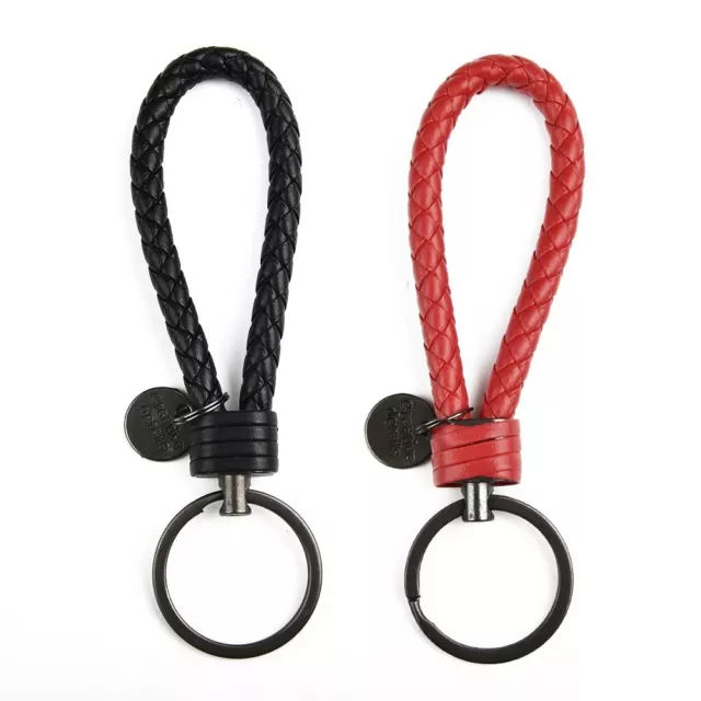Mini Keyring Leather Strap with Plastic Lock Button for Secure Key Storage