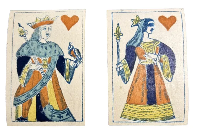 Antique Playing Cards K Q - Carte Gioco Antiche - Faustino Solesio 18th Century