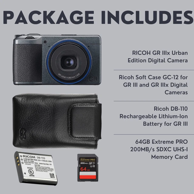 RICOH GR IIIx Urban Edition Digital Camera with Case SD Card and Spare Battery 7