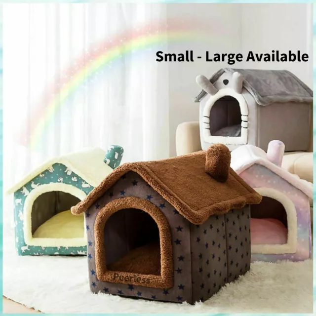 Pet Cat Puppy Dog Bed House Kennel Cave Igloo Soft Washable Cushion Small-Large