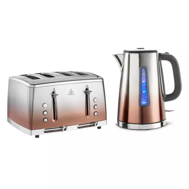 Russell Hobbs Eclipse Copper Quiet Boil Kettle & 4 Slice Toaster Set