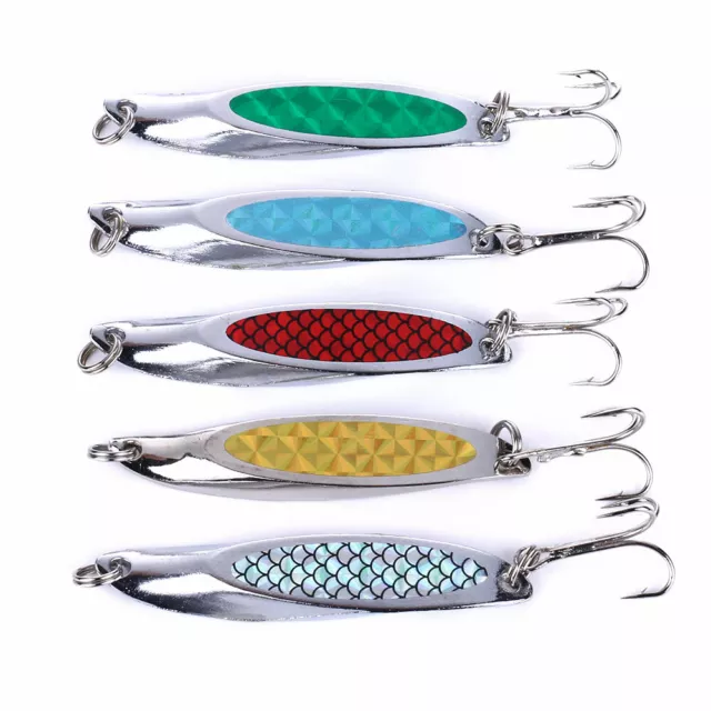 5pcs Leurre de pêche Cuillier Spinner 7cm*21G Argent Poisson Nageur