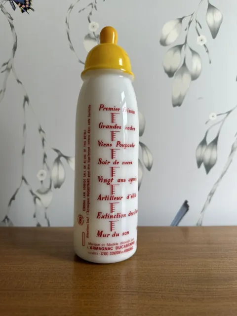 Vintage French Novelty Empty Liquor Milk Glass Bottle By L’Armagnac Ducastaing