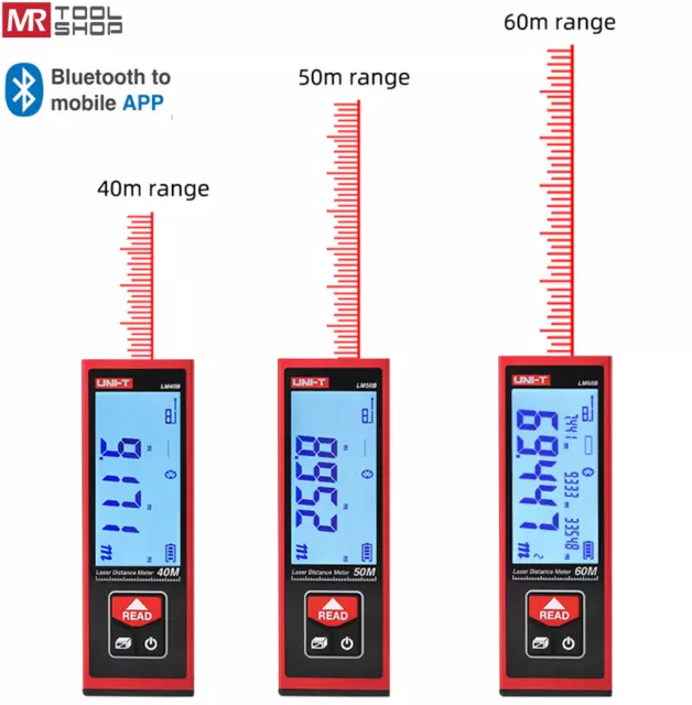 UNI-T Bluetooth Laser Distance Meter Measurer Range Finder FREE APP 40M/50M/60M