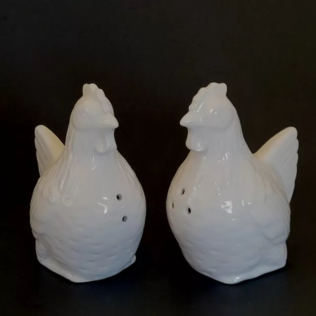 White Ceramic Chicken Salt & Pepper Shakers Made in Japan
