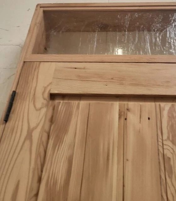Rustic reclaimed  Doug Fir door glass transom window comes pre hung solid wood 3