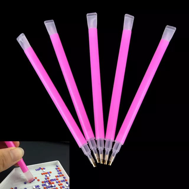 5Pcs/set Dual-ended Nail Art Rhinestone Gem Picker Pink Dotting Pen Manicure-wf_