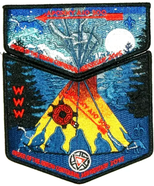 Oa Apoxky Aio Lodge 300 Bsa Montana Mt 2015 Order Arrow 100Th Centennial 2-Patch