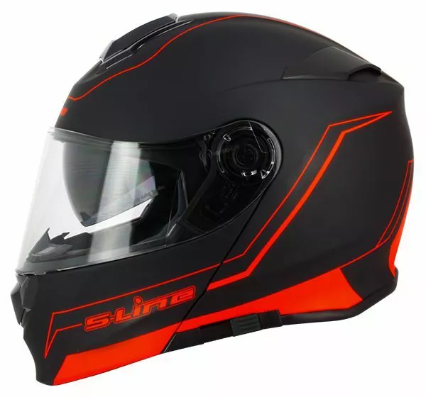 Casco Helmet Modulare Moto S-LINE S550 NERO / ROSSO + PINLOCK taglia M