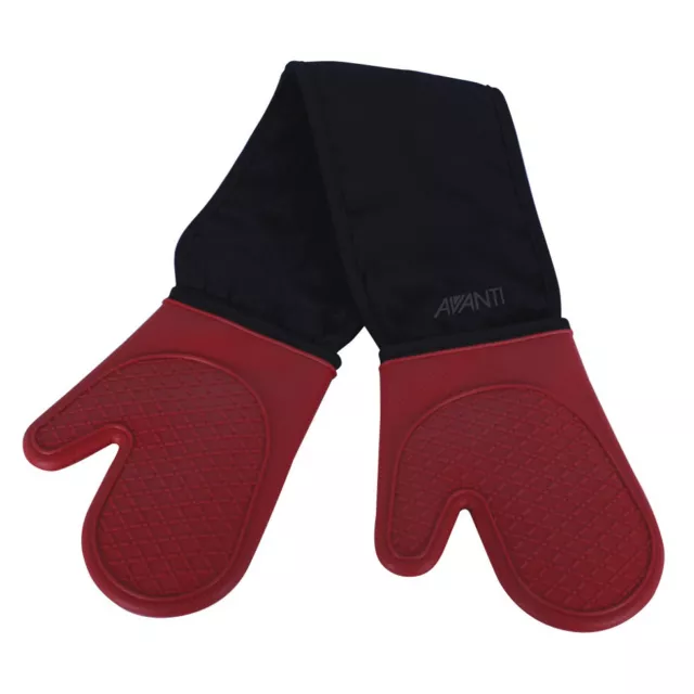 100% Genuine! AVANTI Silicone Double Oven Glove Mitts Red! RRP $39.95!