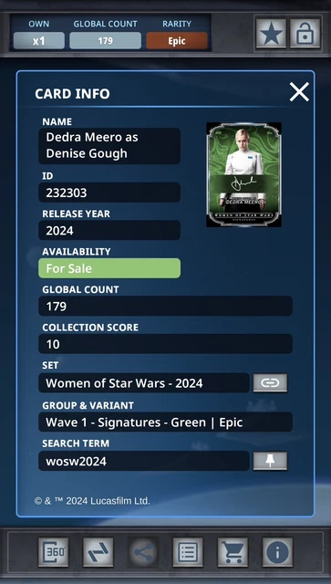 STAR WARS DIGITAL Card Trader Women Of Star Wars 2024 Epic Green Dedra