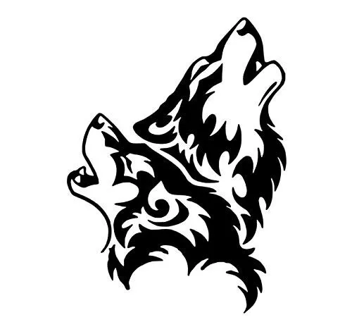 Tribal Wolves Native American Black Vinyl Decal Car Laptop Tablet Window