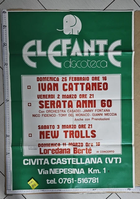 Manifesto Loredana Berté Ivan Cattaneo NEW TROLLS Civita Castellana Elefante