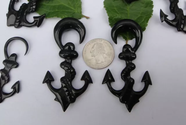 Pair Organic BUFFALO HORN MARINE ANCHOR SPIRALS STRETCHER TAPER EAR PLUGS GAUGES