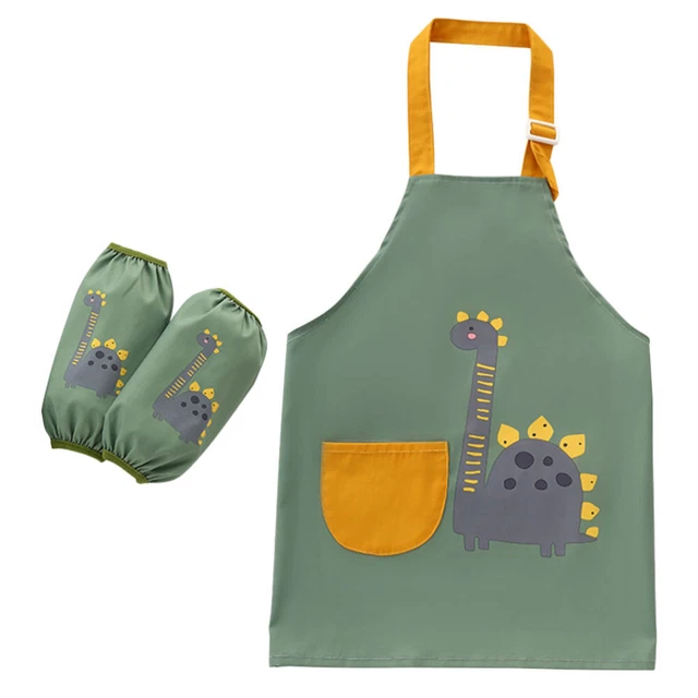 Delantal infantil de tela delantal para hornear para niños delantales domésticos verde