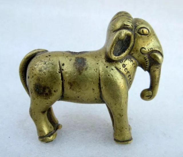 Antiguo Viejo Mano Tallado Raro Latón Sur Indio Elefante Miniature Figura Estado