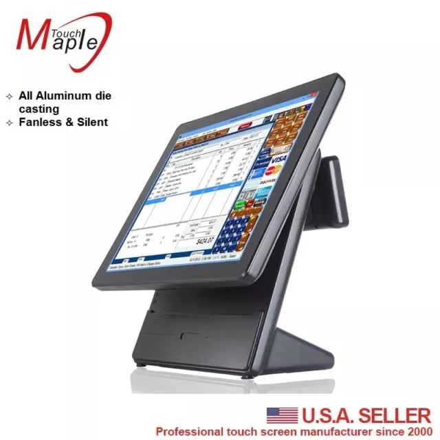 POS touch computer all in one J1900/4G/64SSD/VFD customer display for restaurant