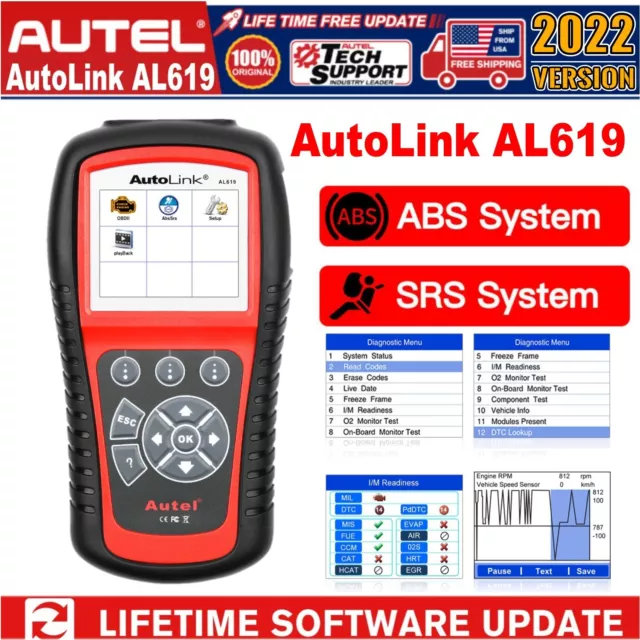 2022 Autel AutoLink AL619 AL519 OBD2 Scanner ABS SRS Auto Diagnostic Scan Tool