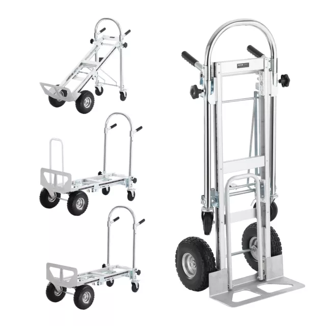 VEVOR Aluminum Hand Truck 4 in 1 Folding Dolly Cart 454 kg Capacity Heavy Duty