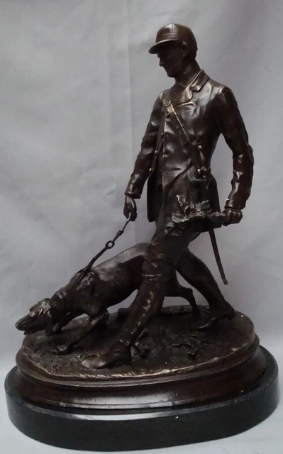 Estatua Perro Caza Servicio de Art Deco Estilo Art Nouveau Estilo Bronce sólido