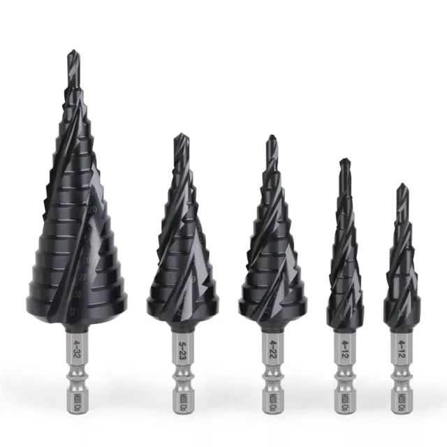 HSS Step Drill Bit Hex Shank M35 Nitride Coated Spiral Grooved Step Hole Cutter
