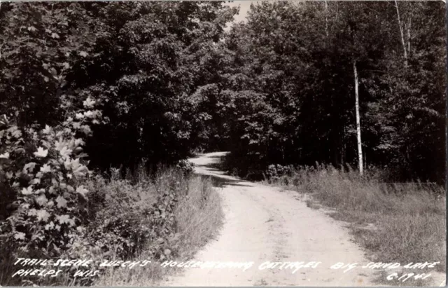 RPPC Postcard Trail Lueck's Cottages Big Sand Lake Phelps WI Wisconsin     D-668