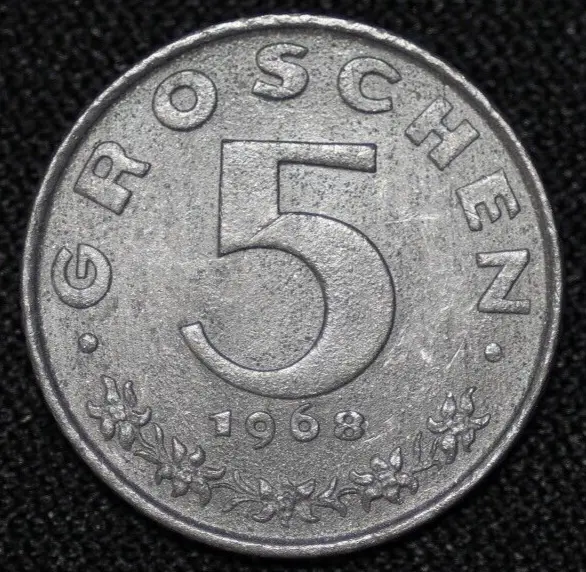 AUSTRIA ~ 1968 ~ 5 Groschen ~ Quality World Coin ☘️ W-#194 ☘️
