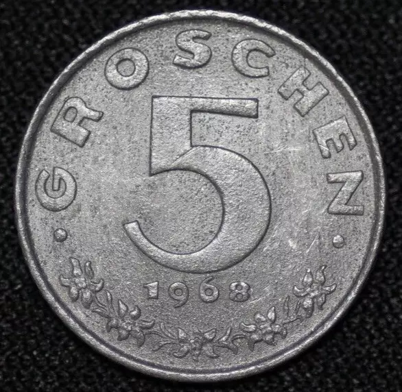 AUSTRIA ~ 1968 ~ 5 Groschen ~ Quality World Coin ☘️ W-#194 ☘️