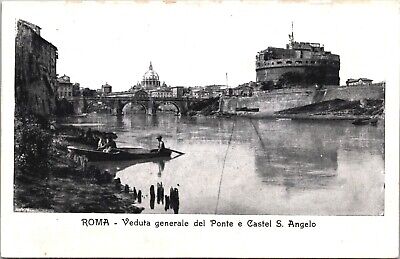 Italy Roma Veduta Generale del Ponte e Castel Sant'angelo Rome Postcard 09.50