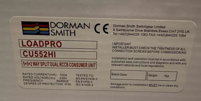 Dorman Smith Consumer Unit Load Pro 10 Way Metal Clad With 100A + 2 x 80A RCDs 3