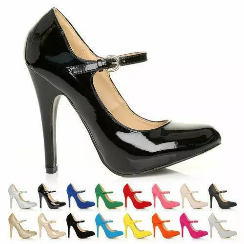 Womens Mary Jane Ankle Strap High Heel Office Work Party Ladies Court Shoes