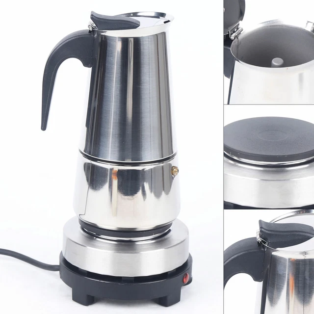 ELECTRIC STOVETOP ESPRESSO Maker Greca Coffee Maker Moka Pot Stainless