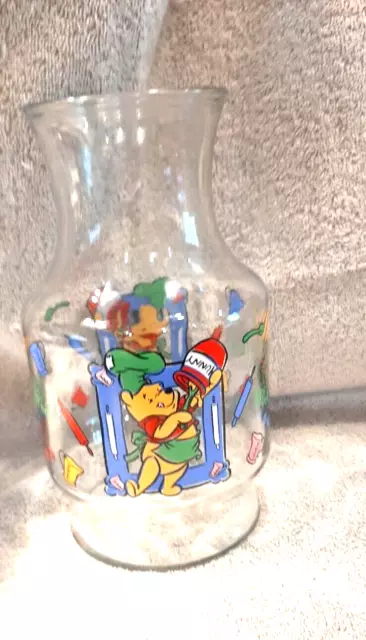 Disney Winnie The Pooh What’s Cooking Pooh Juice/Tea Carafe 9" Glass Pitcher