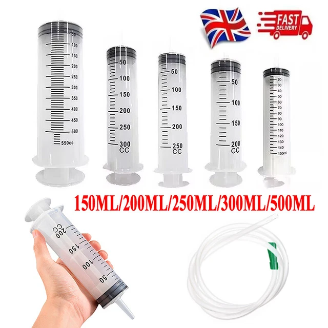 200ml Large Plastic Hydroponics Nutrient Measuring Syringe - Disposable, New