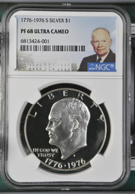 1776 - 1976 S Silver Eisenhower Dollar $1 NGC PF68 ULTRA CAMEO
