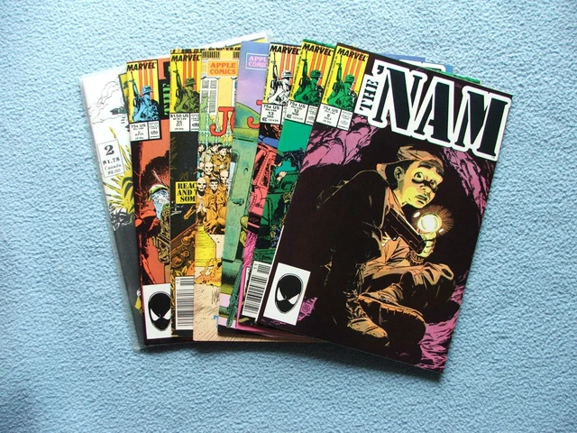 Lot of 8 Marvel, Apple Comics The Nam, Vietnam Journals, In Country Nam