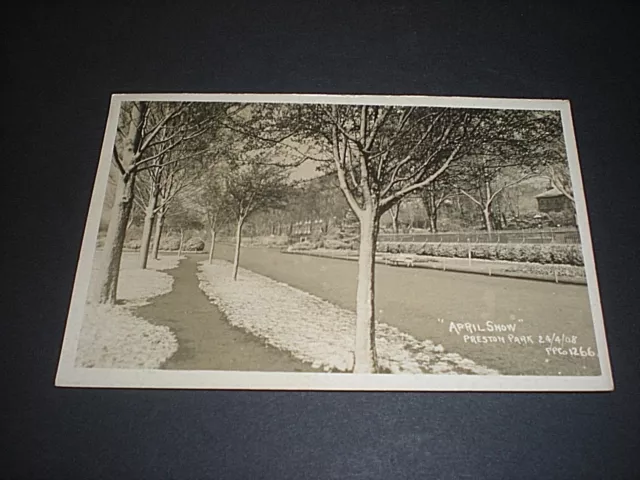 Preston Park, Brighton, Sussex. 1908 Original Rppc Postcard. "April Snow"