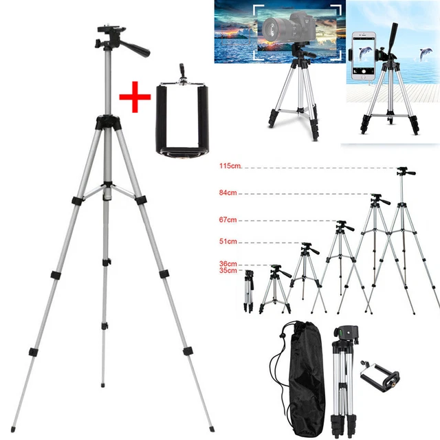 Universal Camera Tripod Stand Holder Mount For iPhone Samsung Cell Phone w/ Bag