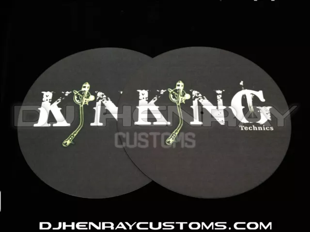 King Technics black Dj Slipmats (pair) sl1200mk2 mk5 m3d m5g or any turntable