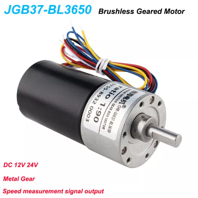 Brushless Geared Motor DC 12V 24V High Torque Reversible PWM Speed Control