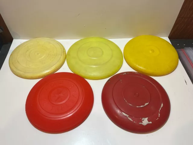 Vintage WhamO Frisbee lot #1 -- Wiffle Flying Saucer, CPI Saucer Tosser, Spanish