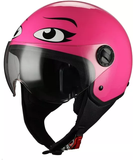 Helmet BHR 801 One Demi Jet Open Face Helmet Eyes Pink Xtra Large New with Tags